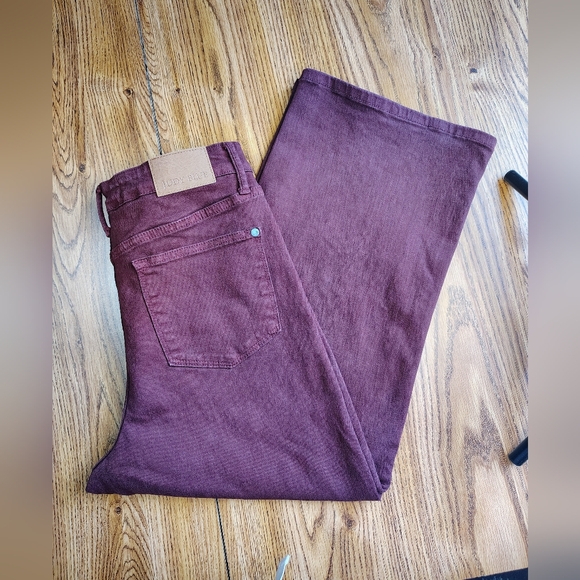 Judy Blue tummy control garment-dyed high-rise wide-leg crop jeans oxblood sz 29 - Picture 7 of 16